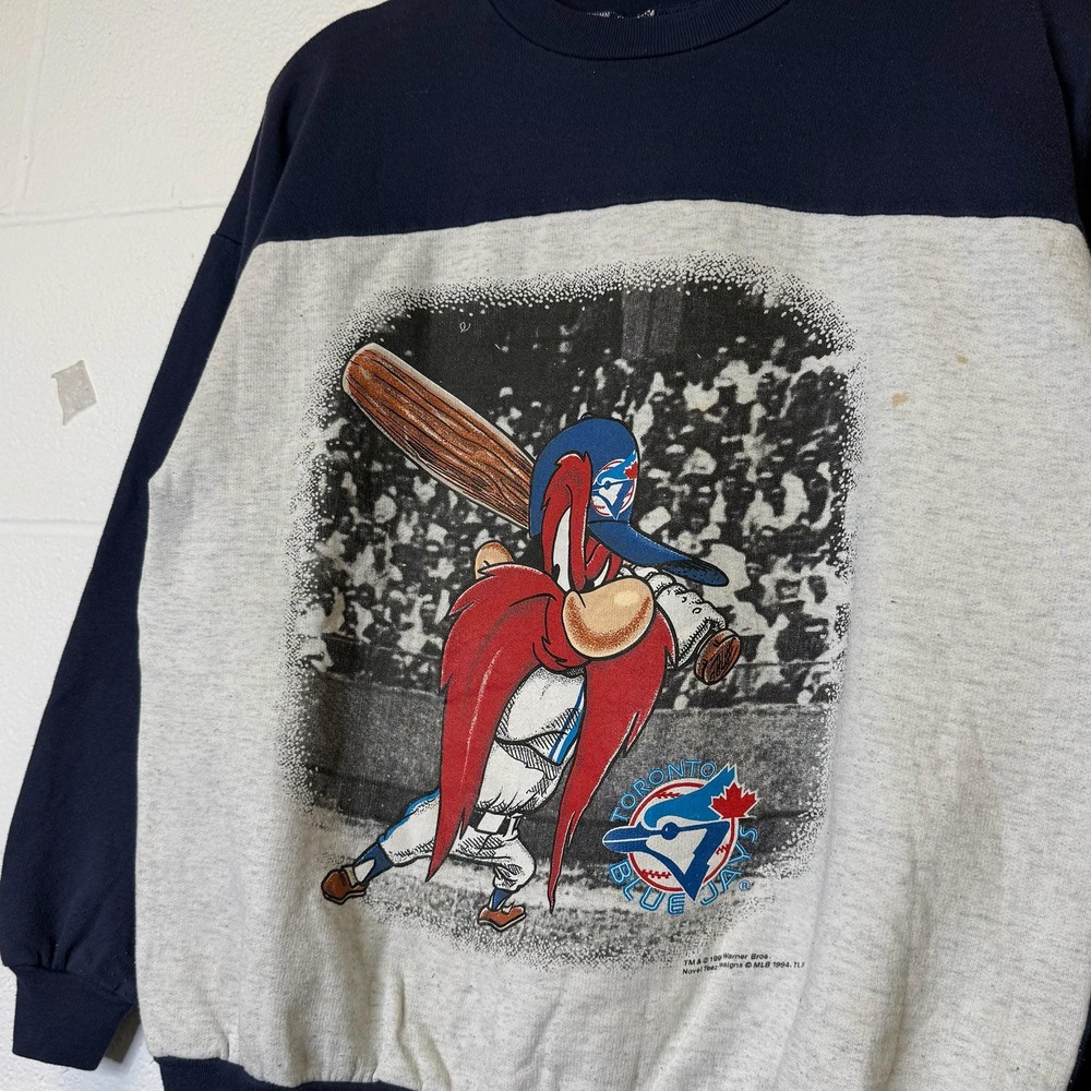 Vintage 90s 1994 Toronto Blue Jays Looney Tunes Elmer Fudd Crewneck Medium - Picture 2 of 7